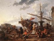 BERCHEM, Nicolaes A Southern Harbour Scene USA oil painting artist